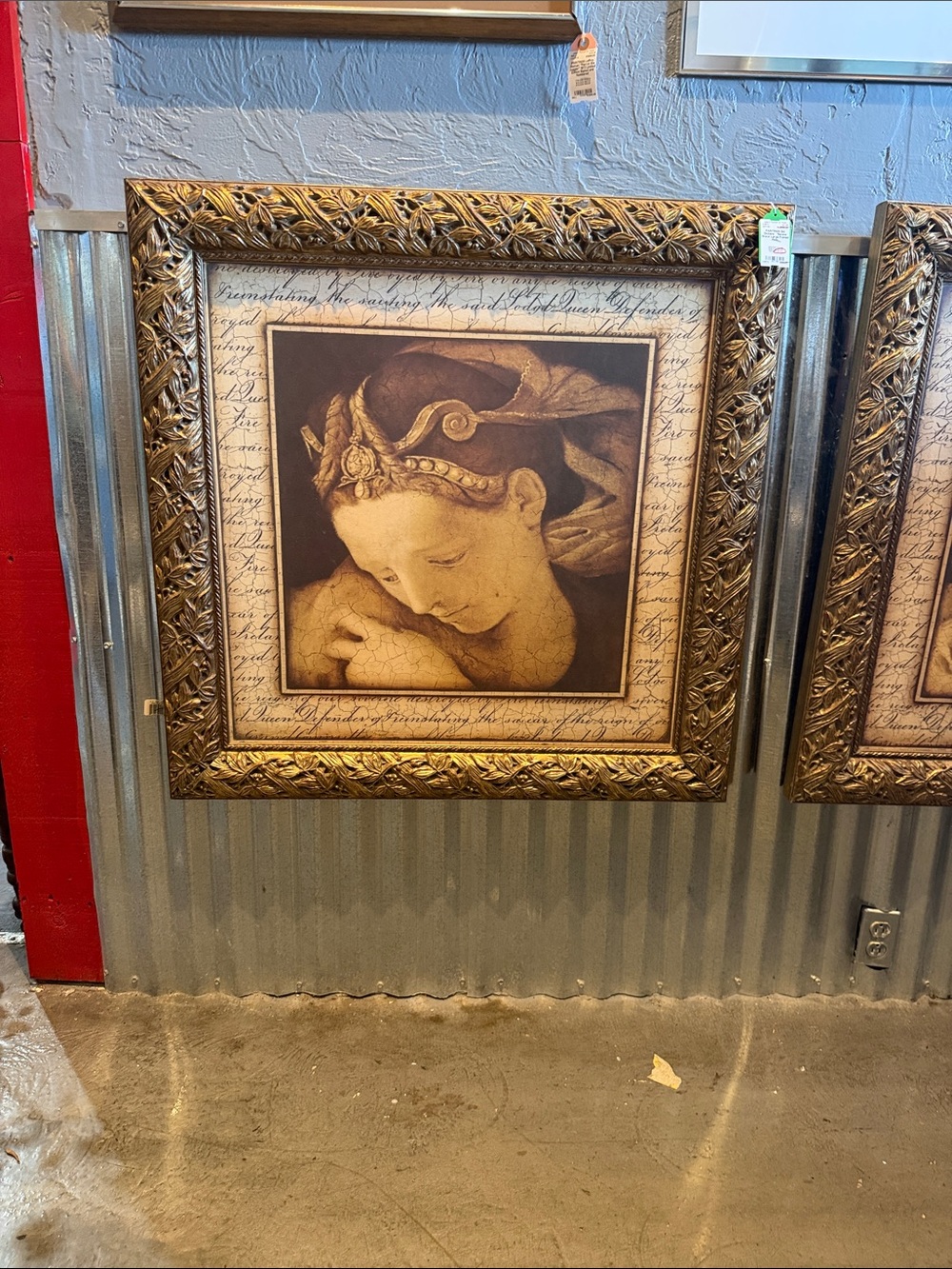 Vintage Style Framed Wall Art - Gold and Brown
